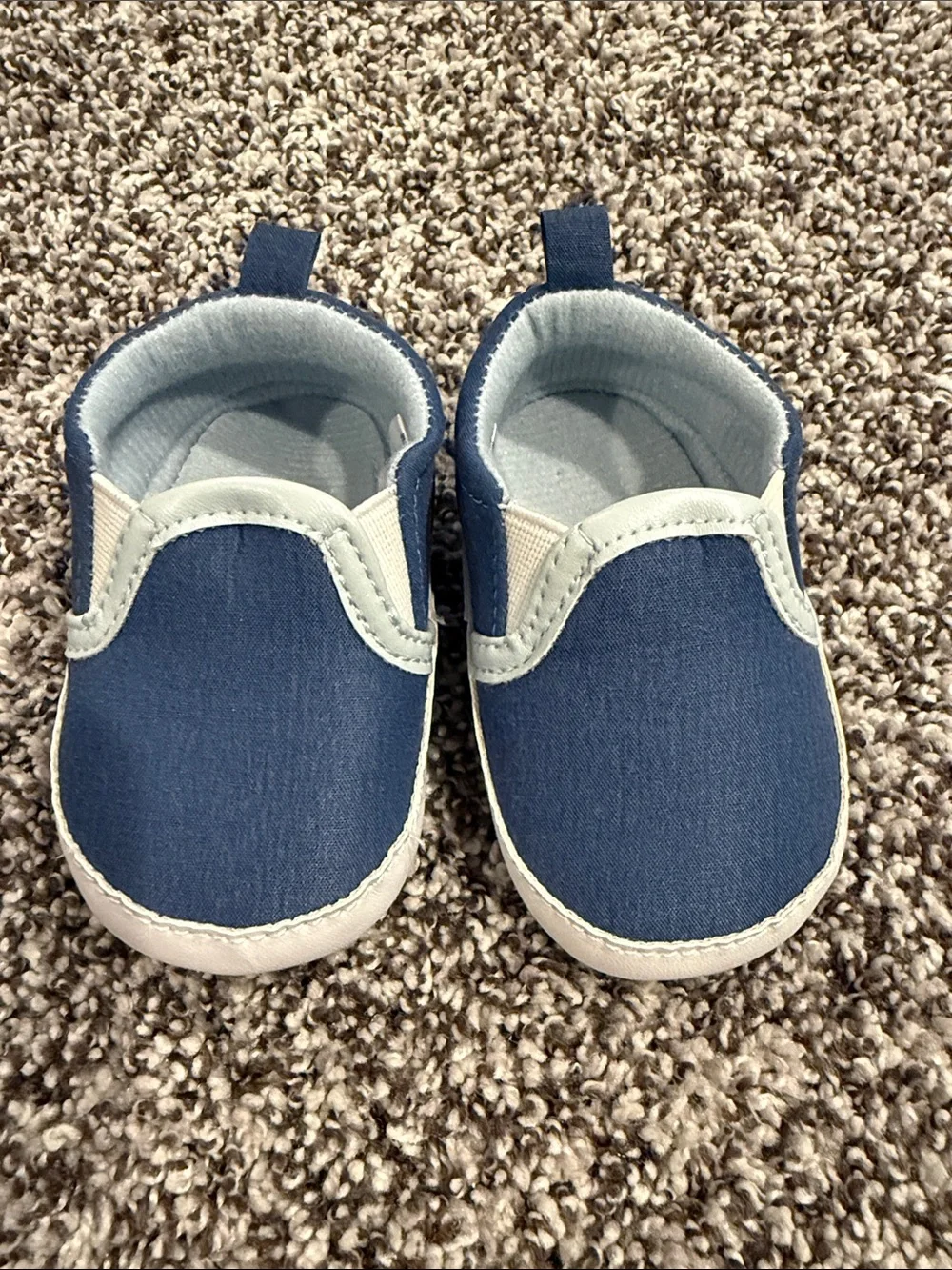 Hudson Baby Navy, Light Blue and White Slip-On Infant Shoes